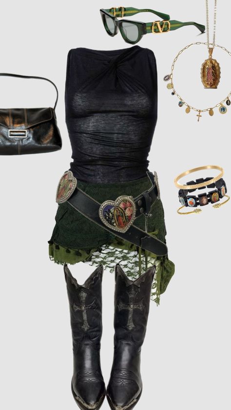 #outfit #fashion #inspo #obsessed Acl Outfit Ideas, Boho Outfits Festival, Fashion Collage Outfits, Rainy Day Concert Outfit, Y2k Outfit Layout, Pants Club Outfit, Heavy Metal Concert Outfit, Metallica Concert Outfit, Acl Outfits Festivals