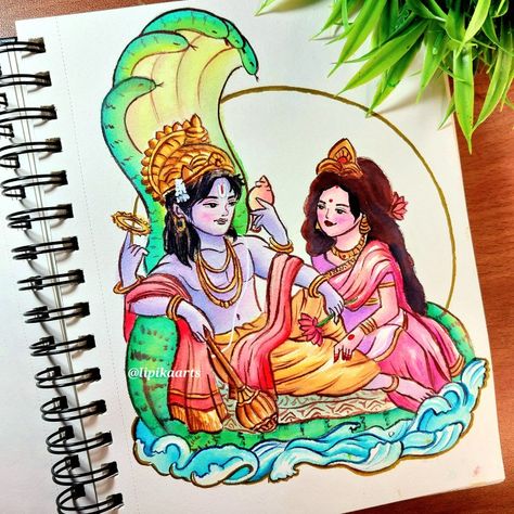 #laxminarayan #drawing Vishnu Lakshmi Paintings, Vishnu Laxmi Painting, Vishnu Laxmi Drawing, Cartoon God Drawing, Laxmi Narayan Drawing, Laxmi Narayan Painting, Vishnu Drawing Easy, Laxmi Goddess Drawing, Narayan Drawing