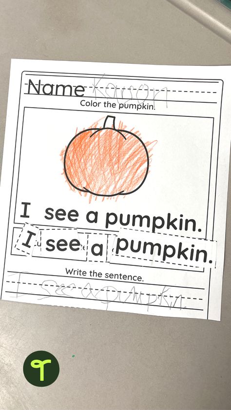 Our Write About It! Pumpkins pack is a unique resource that can be an introduction to sentence structure for Kindergarten and a review of first-grade concepts. This product includes three differentiated levels of writing activities, each targeting a different level of progression with your students. The levels are Introductory Level: Color cut and paste to build a sentence Mid Level: Draw and complete a sentence prompt. High Level: Draw and independently write a story about a pumpkin. Halloween Writing Prompts First Grade, Halloween Writing Prompts Kindergarten, Pumpkin Writing Kindergarten, Pumpkin Writing Activities, Opinion Writing Anchor Charts, Descriptive Writing Prompts, Pumpkin Writing, Fall Writing Prompts, Build A Sentence