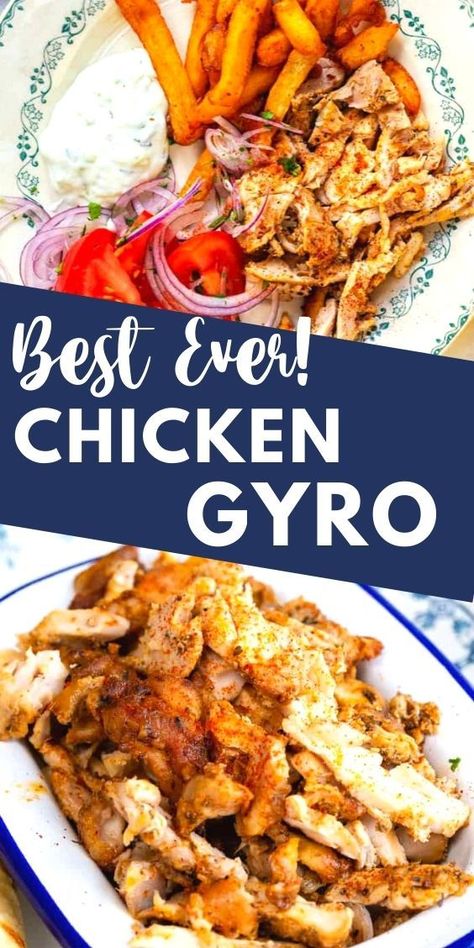 Pita And Chicken Recipes, Greek Chicken Gyros Recipes, Greek Yiros Recipe, Chicken Yiros Recipe, Chicken Yiros Marinade, Kebab Chicken Marinade, Uses For Pita Bread, Chicken And Pita Bread Recipes, Chicken Gyro Meat Recipe