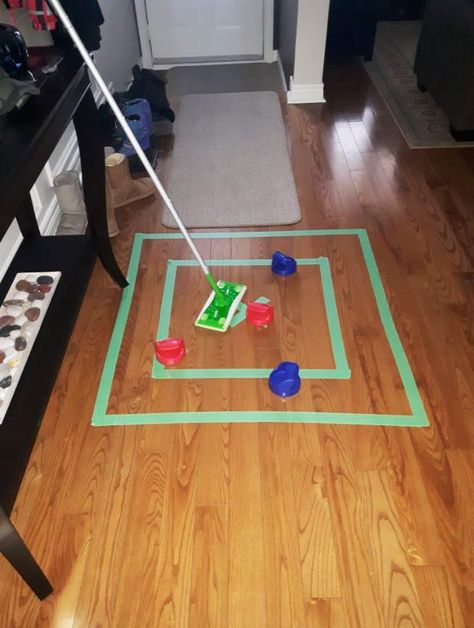 Winter Olympics 2018: Curling craze is sweeping the nation... check out these hilarious homemade attempts Diy Curling Game, Winter Olympics Activities For Kids, Winter Olympics Party, Olympic Party Games, Olympic Party Decorations, Winter Olympics Activities, Office Olympics, Olympics Decorations, Curling Game