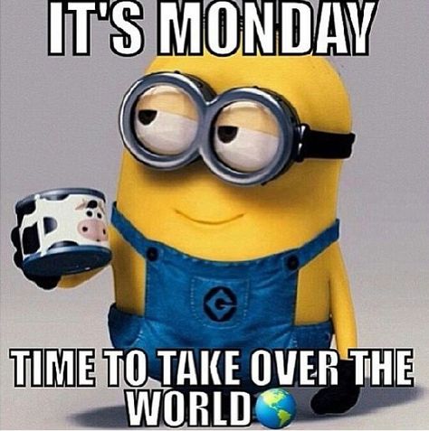 happy monday quotes | love happy Monday quotes! #quotes | Things that make me smile Happy Monday Quotes, Today Is Monday, Monday Morning Quotes, Take Over The World, Minion Pictures, Monday Memes, Minions Love, Monday Humor, A Minion