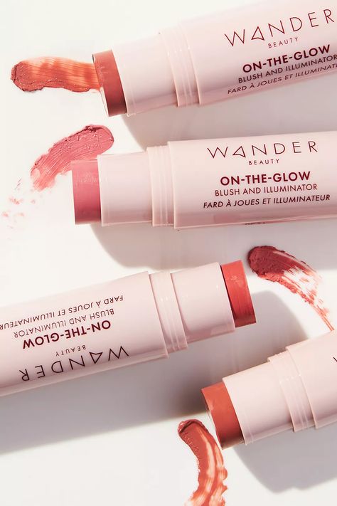 Wander Beauty On-the-Glow Blush & Illuminator | Anthropologie Lindsay Ellingson, Blush Lipstick, Blush Stick, Wander Beauty, Josie Maran, Apricot Kernel Oil, Cosmetic Packaging, Clean Ingredients, Natural Glow