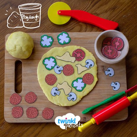 Pizza Preschool Activities, Pizza Activities For Kids, Pizza Playdough, Pizza Role Play, Playdough Area, Pizza Printable, Pizza Song, Montessori Culture, Oak Room