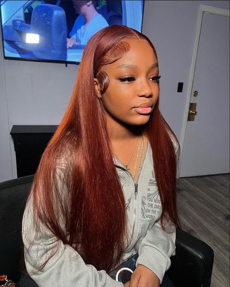 Frontal Wig Hairstyles, Birthday Hairstyles, Ginger Hair Color, Dope Hairstyles, Hair Laid, Front Lace Wigs Human Hair, Hair Inspiration Color, Straight Human Hair, Baddie Hairstyles