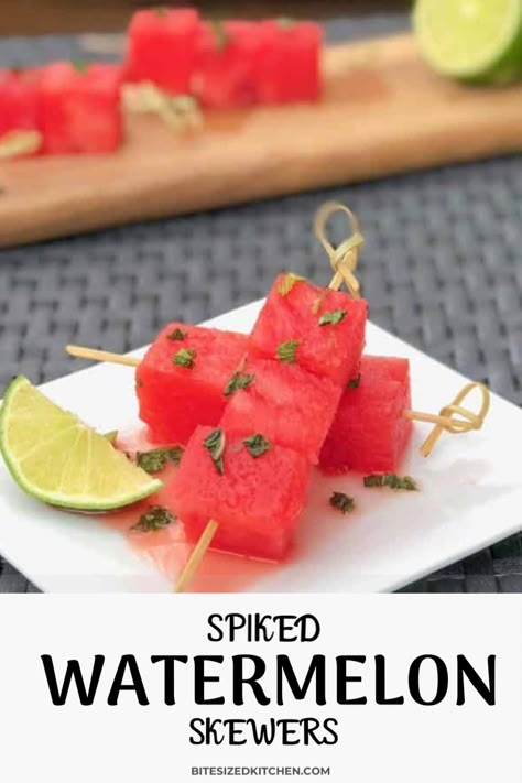 Boozy Watermelon Slices, Watermelon Bachelorette Party, Boozy Appetizers, Boozy Snacks, Spiked Fruit, Melon And Proscuitto, Proscuitto Appetizers, Boozy Watermelon, Watermelon Skewers