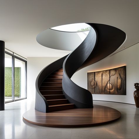 Cool Spiral Staircase, Minimal Staircase Design, Spiral Stairs Decor, Staircase Design Spiral, Crazy Staircases, Freestanding Staircase, Twisting Staircase, Staircase Design Architecture, Interesting Staircase