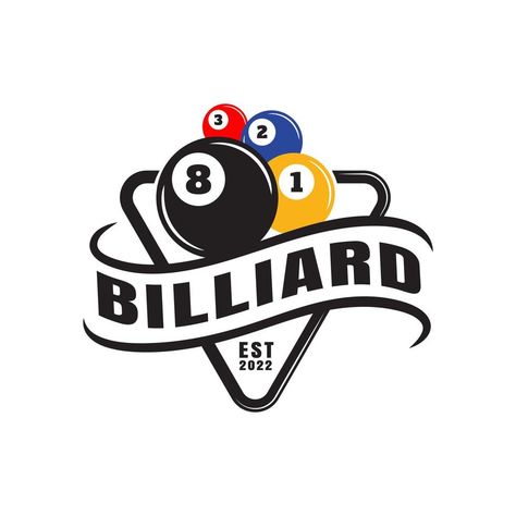 Billards Art, Purple Icon, Billiard Ball, Sports Badge, Flower Logo Design, Unique Logo Design, Music Album Covers, Premade Logo Design