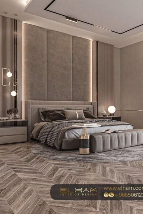 a large bed sitting in the middle of a bedroom next to a wall mounted tv