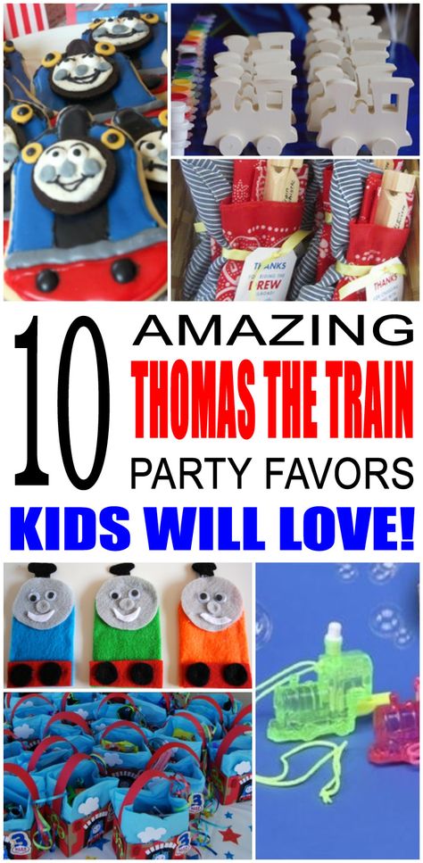 Fun thomas the train party favor ideas that kids and teens will love. Try these simple diy thomas the train party favors for boys and girls. Here are some easy gift bags, treat bags and more cute birthday ideas to say thank you to the friends of that special birthday child. Train Birthday Goodie Bags, Thomas The Train Party Favors, Train Theme Party Favors, Thomas Train Birthday Party, Train Birthday Party Favors, Train Birthday Party Food, Friends Party Favors, Birthday Decorations Diy, Train Diy