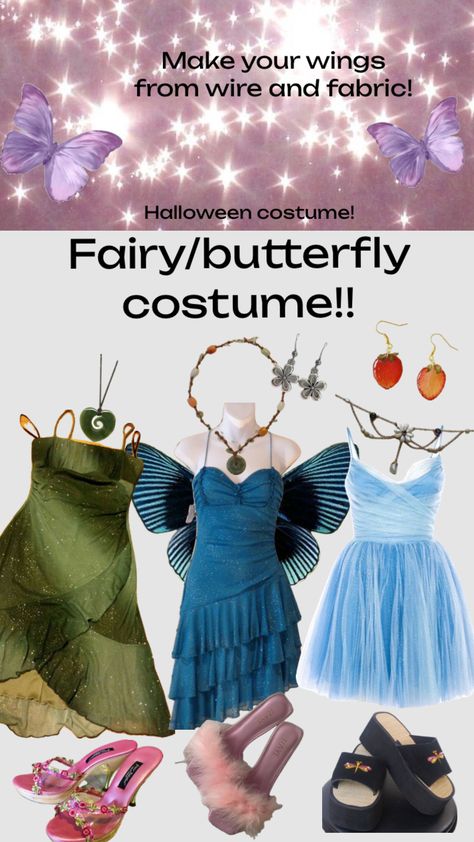 Halloween costume ideas, cute costumes, butterfly costumes, fairy costume, tinkerbell costume, Halloween cute simple outfits ideas and inspo for girls #halloweencostume #fairycostume #fairycore Tinkerbell Costume Halloween, Halloween Costume Ideas Cute, Costume Ideas Cute, Butterfly Costumes, Tinkerbell Costume, Butterfly Costume, Halloween Cute, Cute Costumes, Fairy Costume