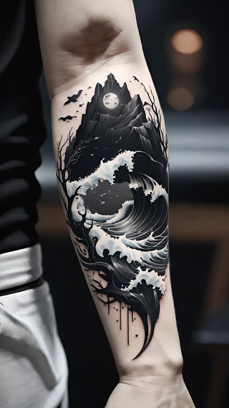 If you’re looking for tattoo inspiration, you might want to consider your personality type. Different tattoo designs can reflect different aspects of your character, such as your passions, values, beliefs, and goals. In this post, we’ll show you how to find the best tattoo design for your personality, based on some common categories and examples. Black And White Water Tattoo, Stormy Sea Tattoo, Black And White Tattoos For Men, Water Tattoo Men, Cover Up Tattoos For Men Arm, Wave Tattoo Sleeve, Watercolor Animal Tattoo, Dark Tattoos For Men, Body Writing