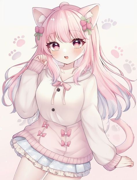 Kawaii Anime Outfits, Aphmau Kawaii Chan, Pink Pfps, Kawaii Pfp, Kawaii Chan, Cat Anime, Cartoon Girls, Chibi Anime Kawaii, Cute Cartoon Pictures