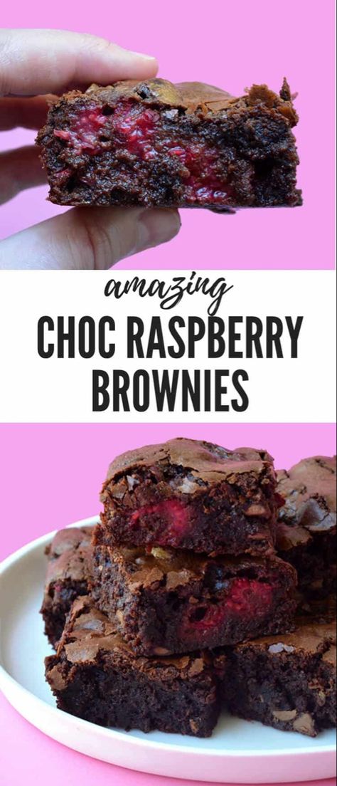 Raspberry Brownies Recipe, Feminine Food, Brownies Gooey, Chocolate Raspberry Brownies, Cake Brownie, Raspberry Brownies, Resep Brownies, Raspberry Desserts, Brownies Chocolate