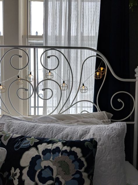 Ikea Iron Bed, Ikea Leirvik Bedroom, Ikea Iron Bed Frame, Ikea Metal Bed Twin, Ikea Leirvik, Ikea Bed Leirvik, Leirvik Bed, Glam Bedrooms, Glam Bedroom