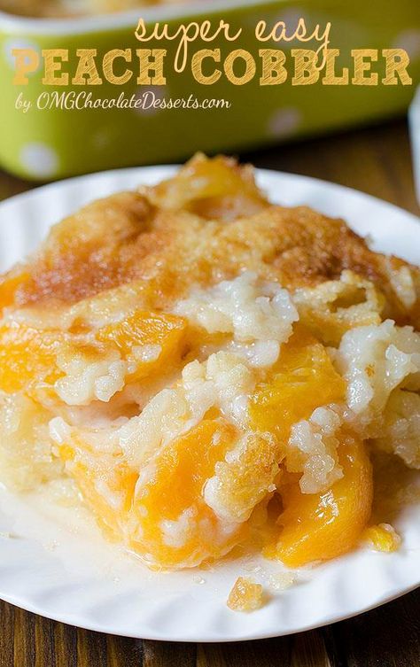 Super Easy Peach Cobbler Recipe, Can Peach Cobbler, Canned Peach Cobbler Recipe, Cobbler Recipes Easy, Easy Peach Cobbler, Easy Peach Cobbler Recipe, Cobbler Easy, Peach Dessert Recipes, Peach Cobbler Easy