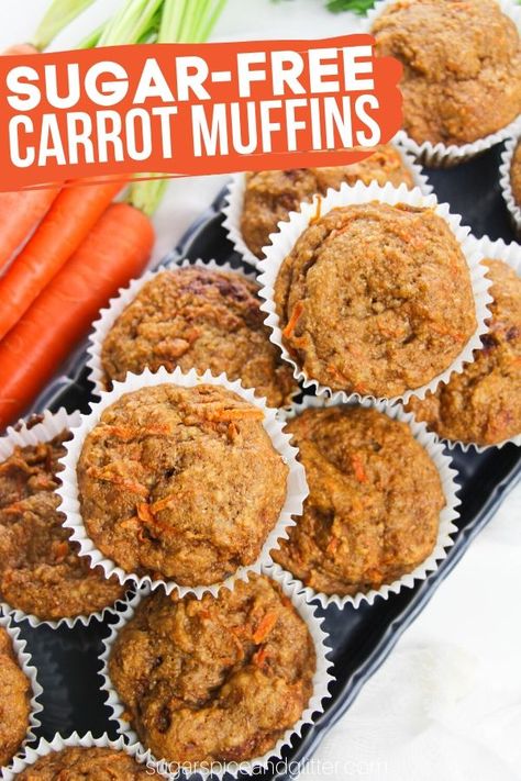 Healthy Carrot Muffins, Sugar Free Muffins, Carrot Muffin Recipe, Healthy Cream Cheese, Sugar Free Baking, Mini Carrots, Carrot Cake Muffins, Carrot Muffins, Healthy Muffins