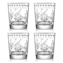 Cute Glassware Set, Pattern Aesthetic, Drinking Glasses Set, Drinkware Sets, Glasses Clear, Whiskey Glass, Floral Pattern Design, Old Fashioned Glass, Whiskey Glasses