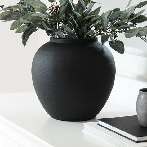 Large Black Vase By Marquis & Dawe | Black vase, Large white vase, Black and white vase Black Vase Decor, Large White Vase, Black And White Vase, Thrift Flips, Vase Noir, Vase Black, Round Vase, Black Vase, White Vase