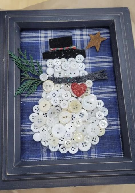 Black And White Craft Ideas, Diy Button Art Ideas, Christmas Button Art, Button Snowman, Christmas Button Crafts, Boys Crafts, Vintage Buttons Crafts, Button Art Projects, Button Projects