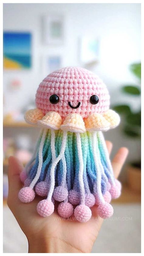 10 Amazing FREE Amigurumi Water Animal Crochet Patterns! | Swecraftcorner Colorful Amigurumi Free Pattern, Jellyfish Amigurumi, Cute Mini Amigurumi Free Pattern, Crochet Small Toys, Jellyfish Amigurumi Free Pattern, Amigurumi For Babies, Crochet Caterpillar, Crochet Stuffed Animals Free Patterns Easy, Kawaii Amigurumi