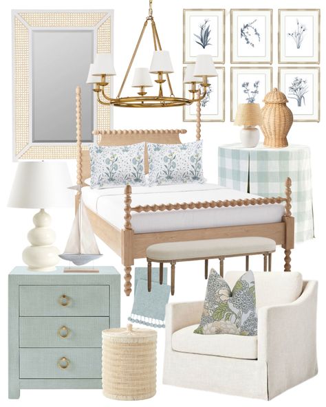 Southern Coastal Decor, Beach Mirror, Grand Millennial Style, Southern Decor, Coastal Bedroom, Virtual Design, Bedroom Refresh, Blue Bedroom, Shop Interior Design