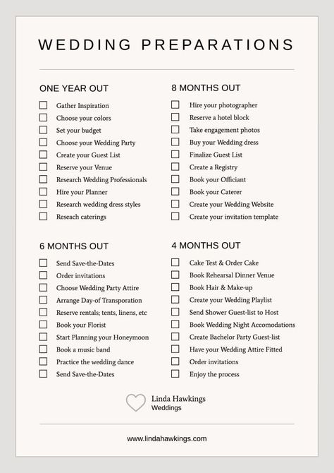 Minimalist Linda Hawkins Wedding Planner Checklist Wedding Planner Checklist Free, Small Wedding Planner, Wedding Preparation Checklist, Wedding Checklist Timeline, Rehearsal Dinner Planning, Free Wedding Planner Printables, Wedding Planner Checklist, Free Wedding Planner, Wedding Organizer Planner