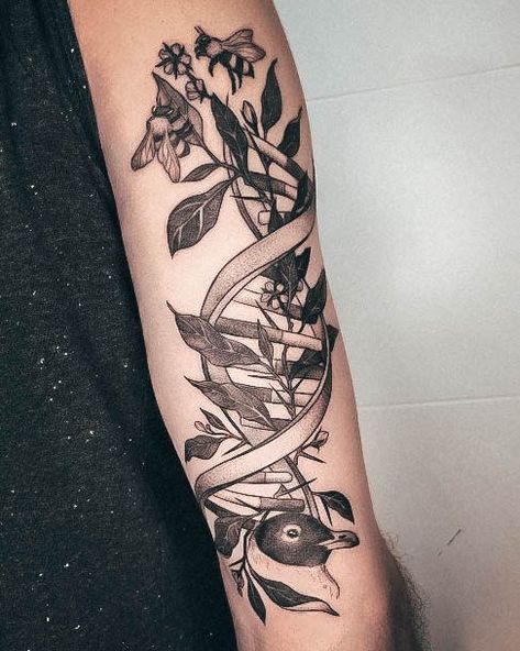 Biology Tattoo, Tatto Sleeve, Dna Tattoo, Forearm Sleeve, Sleeves (women), Flower Tattoo, Tatting, Tattoo Designs, How To Look Better