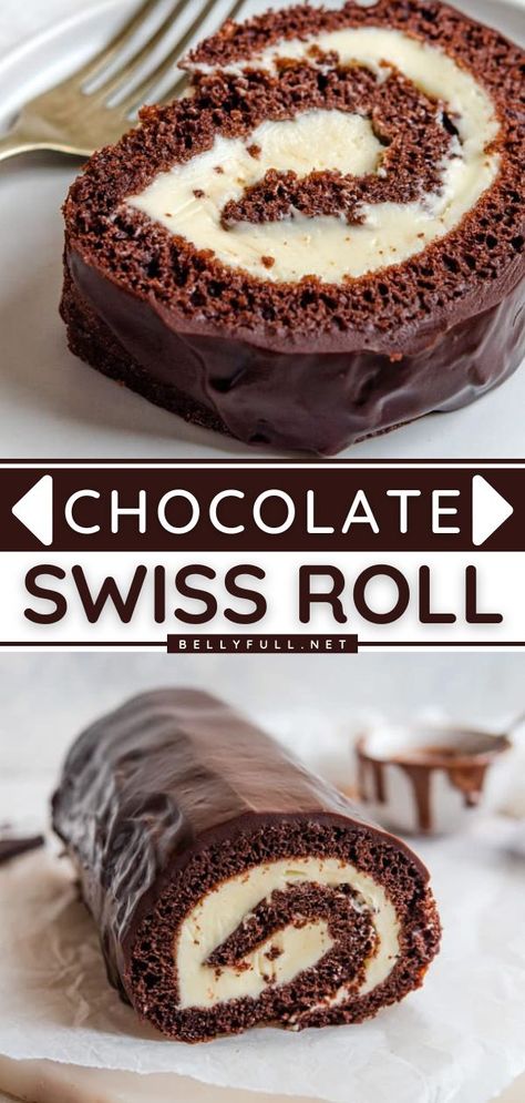 Chocolate Swiss Roll Cake, Swiss Roll Cakes, Jelly Roll Cake, Chocolate Swiss Roll, Chocolate Roll Cake, Swiss Roll Cake, Cake Roll Recipes, Chocolate Roll, Swiss Roll