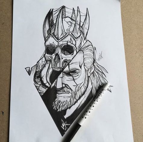 Witcher Tattoo Design, Witcher 3 Drawing, The Witcher Tattoo Design, The Witcher Tattoo Ideas, Witcher Tattoo Ideas, The Witcher Sketch, Witcher Tattoo, Le Tattoo, Knight Tattoo