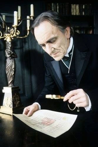 Here's a rare still of Eric Porter's Professor Moriarty from "The Red-Headed League". Granada, Professor Moriarty, Sherlock Holmes Elementary, Jeremy Brett Sherlock Holmes, Red Headed League, Holmes Movie, Elementary My Dear Watson, British Movies, Jeremy Brett