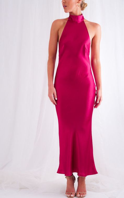 Pretty Lavish, High Fashion Trends, Magenta Dress, Halterneck Dress, Red Formal Dress, Perfect Dress, One Shoulder Formal Dress, High Fashion, A Woman