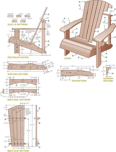 Adirondack Chairs Diy, Wheelchairs Design, Adirondack Chair Plans Free, Chair Woodworking Plans, Adirondack Chair Plans, Woodworking Chair, Woodworking Furniture Plans, Outdoor Furniture Plans, Pallet Outdoor