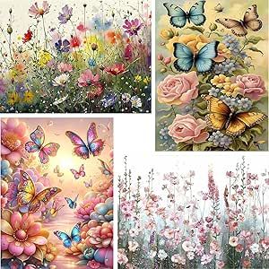 GemZono 4 Pack Diamond Painting Kits for Adults, 5D Flower Diamond Art Kits for Adults Beginner Gem Art Full Drill Diamond Dots with Diamonds for Adults Home Wall Decor Gifts(12x16inch) Art Kits For Adults, Diamond Dots, Label Packaging, Diamond Art Kits, Gem Art, Gems Art, Artistic Home, Diamond Painting Kits, Art Kits