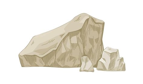 Vector limestone boulder and pieces. big... | Premium Vector #Freepik #vector #boulder #rock #stone #stone-rocks Geology Drawing, Sedimentary Rock Formation, Rock Drawing, Rock Sculpture, Mountain Drawing, Biology Notes, Sedimentary Rocks, Hand Drawn Vector Illustrations, Hand Drawn Vector