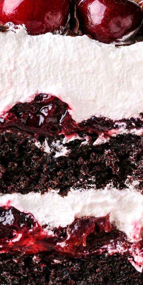 Black Forest Cake Without Alcohol, Cherry Filling For Black Forest Cake, Black Forest Cake Mix Recipe, Black Forest Loaf Cake, Black Forest Cake Cherry Filling, Black Forest Pudding Cake, Diy Black Forest Cake, Authentic German Black Forest Cake Recipe, Cakes With Fruit In Them