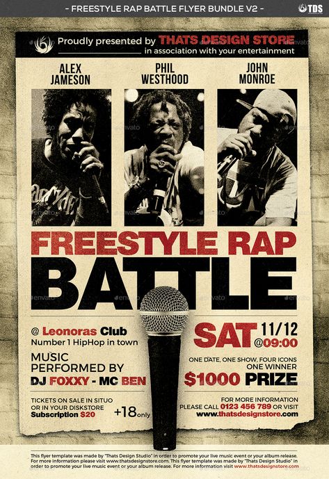 Freestyle Rap Battle Flyer Bundle V2 #Battle, #Rap, #Freestyle, #Bundle Sports Illustrations Art, Rap Freestyle, Battle Rap, Concert Flyer, Freestyle Rap, Website Design Layout, Cover Art Design, Photoshop Tips, Rap Battle