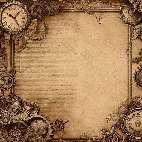 Steampunk Border Design, Steam Punk Background, Time Travel Background, Punk Background, Steampunk Background, Ancient Paper, Steampunk Images, Scrapbook Printables Free, Ancient Scroll