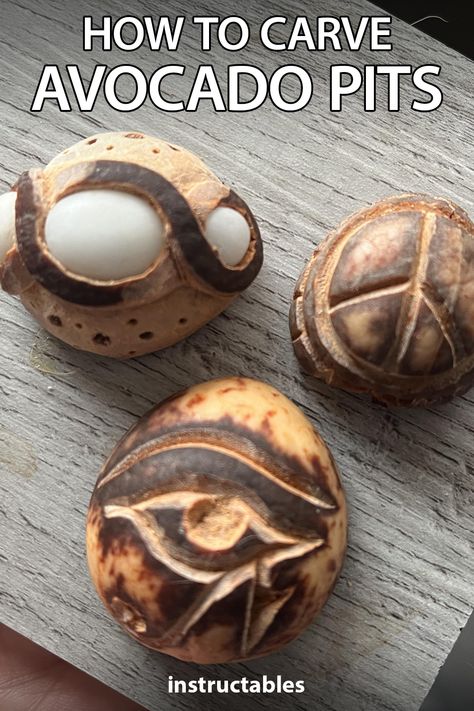 Easy Things To Whittle, How To Carve Rocks, Avocado Pit Jewelry, How To Wood Carve, Dremel Art Ideas, Avocado Stone Carving, Avocado Pit Carving Tutorial, Avacado Pit Carve, Carving Avocado Pits