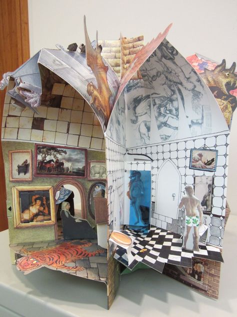 Paper Pop Up House, Pop Up Book Art, Book Pop Up Ideas, Pop Up Collage, Pop Up Illustration, Pop Up Book Ideas, Pop Up Picture, Art Book Ideas, Pop Up House