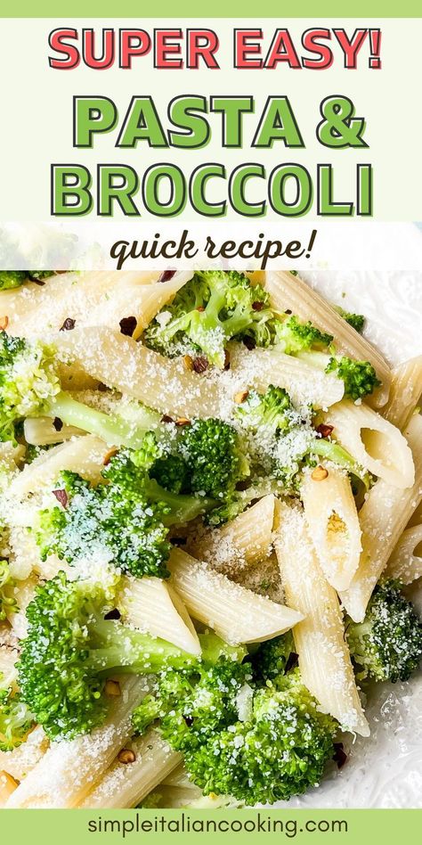 Enjoy this healthy pasta recipe with broccoli combination for a delicious and easy Italian dinner! It's so quick and it's a great way to get some vegetables in your diet. This Italian broccoli pasta recipe is full of flavor and can be on the table by the time the pasta is done boiling! Easy Pasta Broccoli Recipes, Easy Pasta With Veggies, Broccoli And Macaroni Italian, Quick Broccoli Pasta, Italian Broccoli Pasta, Garlic Veggie Pasta, Pasta Broccoli Garlic And Oil, Broccoli Ricotta Pasta, Pasta With Vegetables Healthy