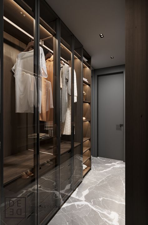 DE&DE/Bachelors' shelter on Behance Armoire Dressing, Luxury Closets Design, Interior Design Photography, Bedroom Closet Design, Dressing Rooms, Living Room Spaces, Spacious Living, Wardrobe Design, Closet Designs