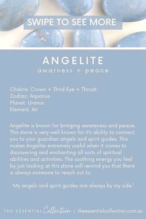 Angelite Crystal Meaning, Crystal Meanings Charts, Aquarius Planet, Angelite Crystal, Cute Galaxy Wallpaper, Palm Stones, Crystals Healing Properties, Crystal Healing Stones, Crystal Crafts