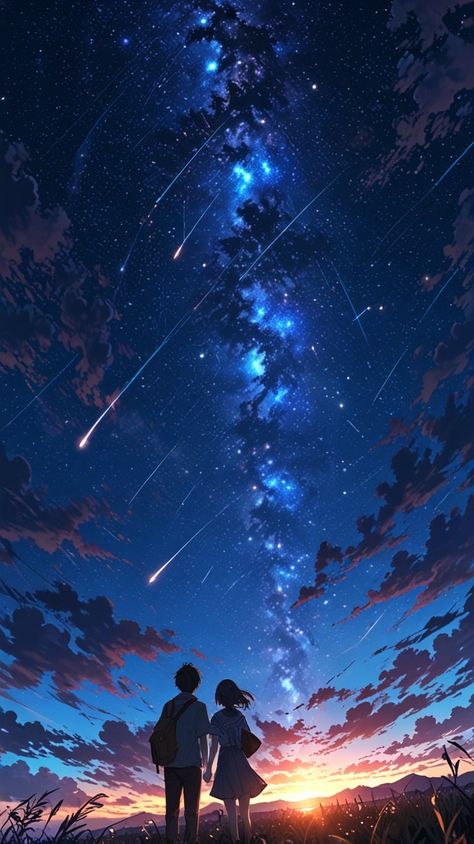 Starry night wallpaper Galaxia Wallpaper, Starry Night Wallpaper, Sky Anime, Romantic Wallpaper, Dreamy Artwork, Fantasy Wall Art, Night Sky Wallpaper, Sailor Moon Wallpaper, Cute Galaxy Wallpaper