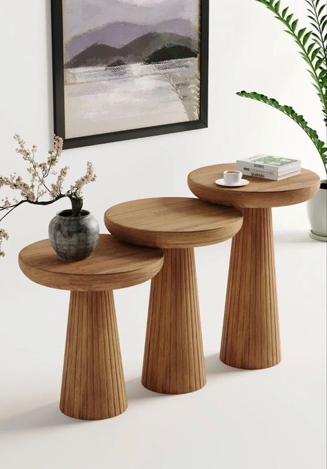 Mushroom Side Table, Coffee Side Table, Side Table Set, Minimalist Tables, Oval Coffee Tables, Wooden Side Table, Table Haute, Room Ambiance, Side Coffee Table