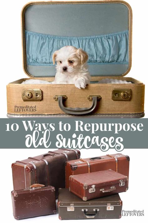 Save money and upcycle your old suitcases with these creative decorating ideas and storage tips for reusing vintage suitcases in your home. Things To Do With Old Suitcases, Upcycling, Old Suitcases Repurposed Diy Ideas, Upcycle Vintage Suitcase, Old Suitcases Repurposed, Repurpose Suitcase Ideas, Vintage Suitcases Repurpose, Repurpose Suitcase, Old Suitcase Ideas Repurposed