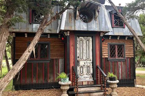 Incredible fairytale homes that people can actually live in | loveproperty.com Gothic Victorian Living Room, Gothic Tiny House, Fairy Tale Homes, Gothic Cottage, Custom Sliding Doors, Victorian Living Room, Fireplace Doors, Mansard Roof, Dripping Springs