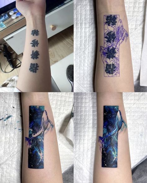 Chinese Symbol Cover Up Tattoo, Dark Floral Tattoo, Tatuaje Cover Up, Tattoo Cover Ups, Cosmic Tattoo, Dainty Tattoo, Wrist Tattoo Cover Up, Tattoos Instagram, Tattoo Gold