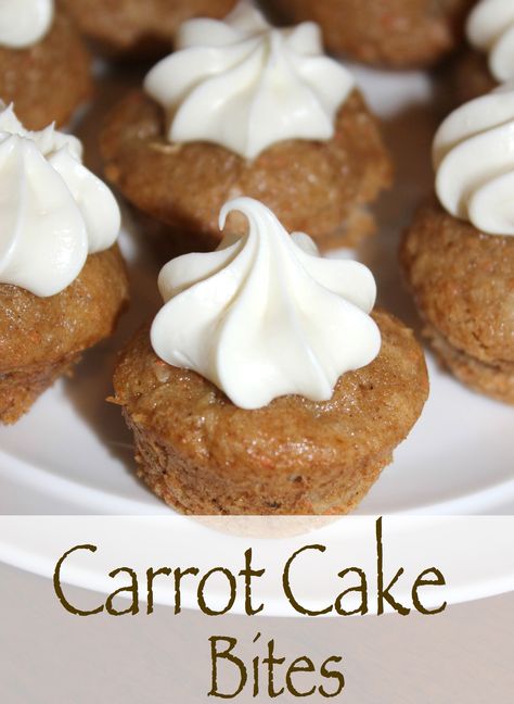 Carrot Cake Bites with cake mix. Quick and easy recipe. Makes 48 bites, perfect for an Easter brunch or playdate.  Toddler approved! Easter Bites, Carrot Cake Mini, Carrot Cake Bites, Mini Carrot Cake, Easter Brunch Recipes, Easter Brunch Ideas, Brunch Easter, Dessert Mini, Mini Carrots