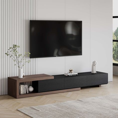 Tv Console Modern, Wood Media Console, Tv Stand Decor, Tv Cabinet Design, Modern Tv Wall, Modern Tv Units, Tv Stand With Storage, Living Room Tv Stand, Tv Wall Unit